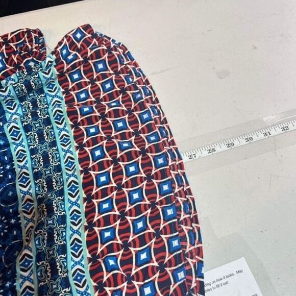 Grand &‎ Greene Women's Geometric Print Tie 3/4 Sleeve Blouse Bohemian Large - Picture 7 of 7